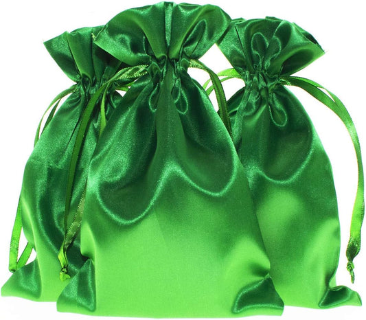 4" x 6" Green Satin Gift Bags, Jewelry Bags, Wedding Favor Drawstring Bags Baby Shower Christmas Gift Bags 50 per Pack