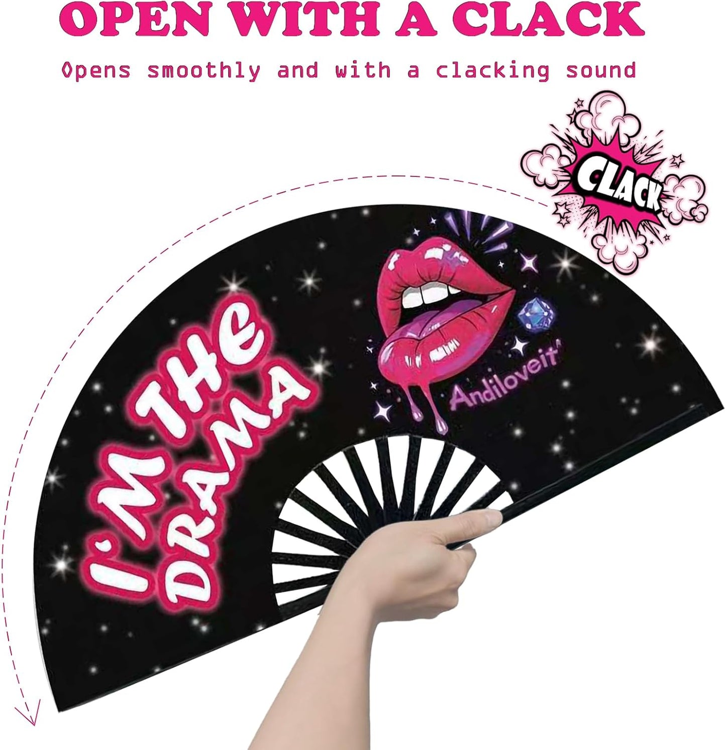 Boots on The Ground Fan, Large Folding Hand Fan for Women and Men, Popping Fans for Line Dancing for Raves, EDM, Dance Party, and Home Decoration