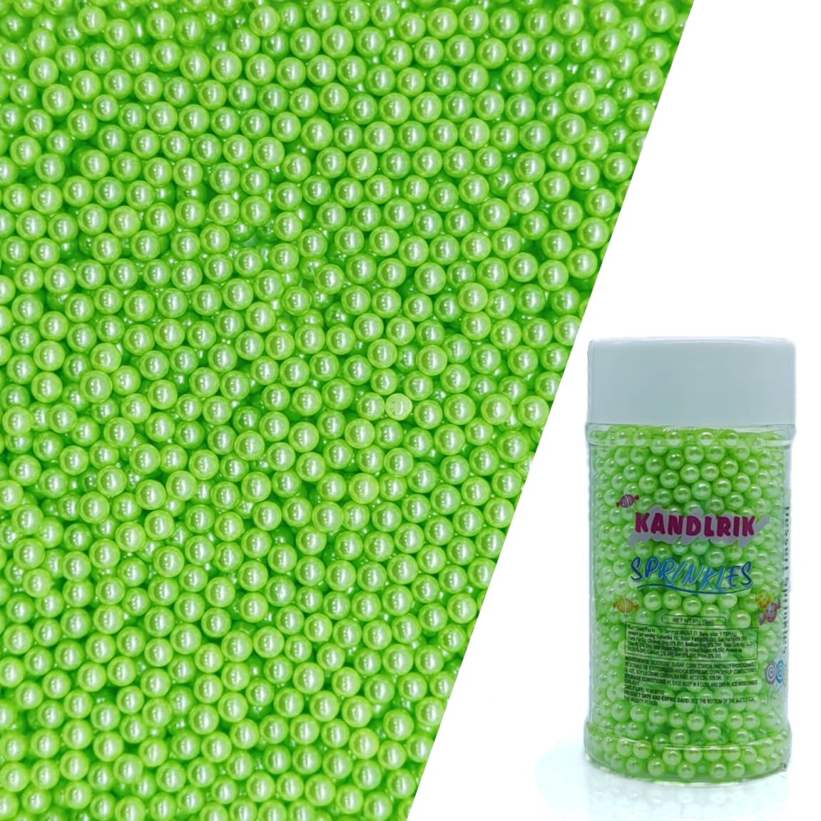 Edible Light Green Pearl Sugar Sprinkles Candy 4mm Mini Pearls Cake Decorations Cupcake Toppers Cookie Decorating Perfect for Wedding Party Valentine Halloween Christmas Supplies 3OZ