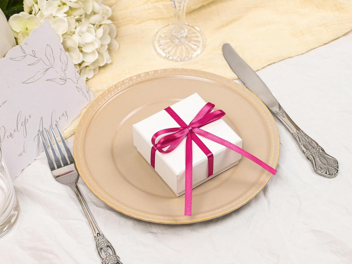 Rose Red Satin Ribbon 1/4 inch X Continuous 100 Yards, Single Face Polyester Ribbon Perfect for Gift Wrapping, Flower Bouquet, Wedding Decor, Crafts, Bow Making, Sewing and More