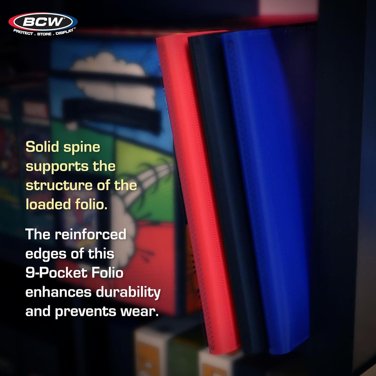 BCW Basics Folio 9-Pocket Card Album - Blue | Archival Safe, Side-Loading Binder | Premium Storage Solution for Trading Cards, Sports Cards, and More | 360-Card Capacity