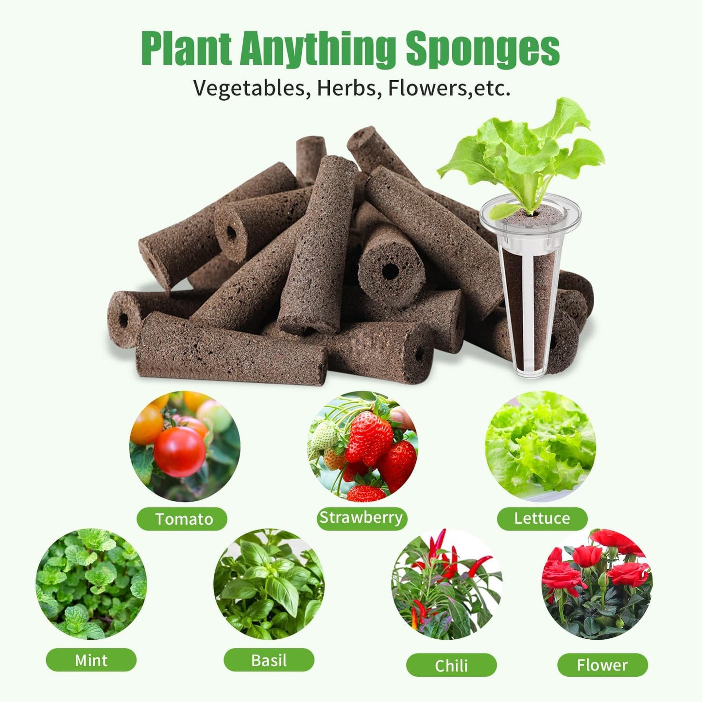 101 Pcs Hydroponic Pod Kit for Aero Garden with 80 Grow Sponges, 20 Grow Baskets & 1 Tweezer, Grow Anything Kit Replacement Growth Sponges Seed Pods of Aero Garden hydroponic for Indoor Garden System