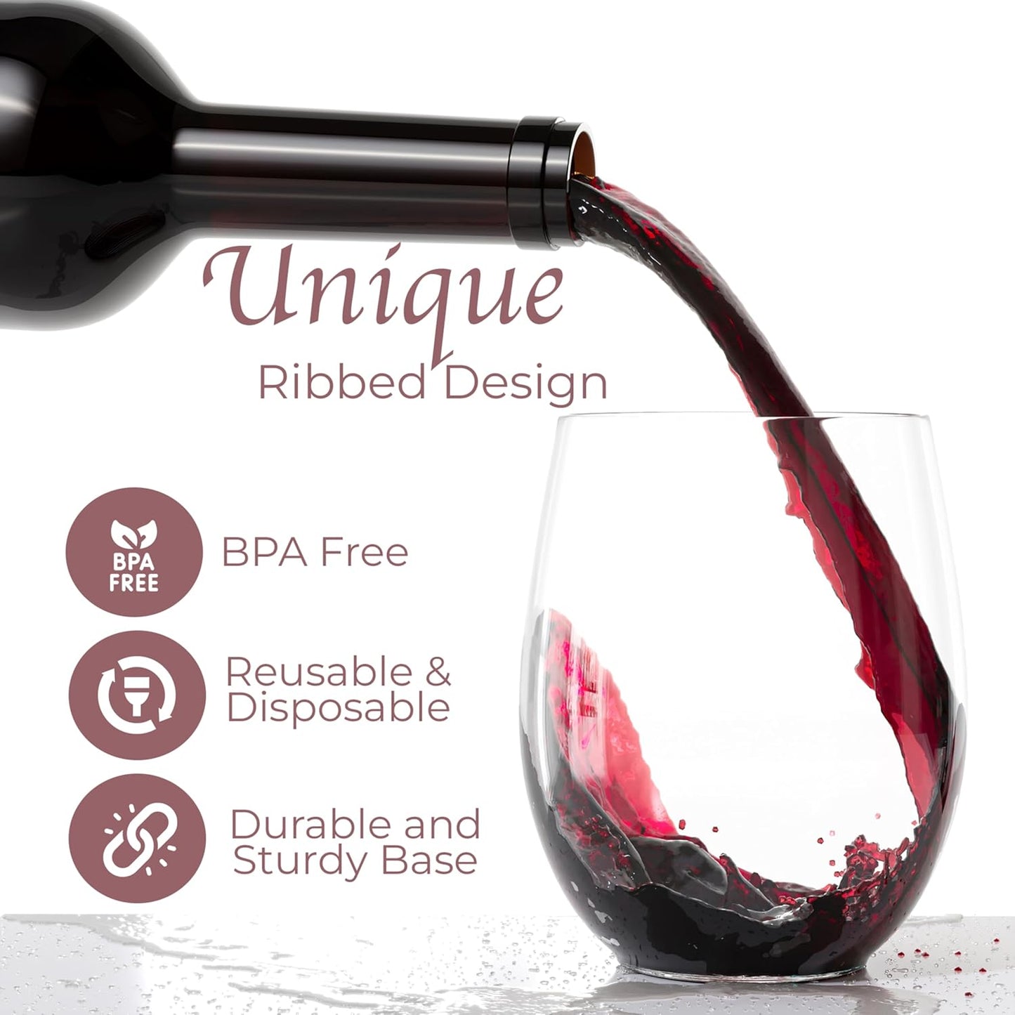 Exquisite 24 Pcs Unbreakable Stemless Plastic Wine Glasses Disposable Wine Glasses Stemless 12 Oz Clear Plastic Cocktail Cups Clear Party Cups Disposable Cocktail Glass Weddings & Events