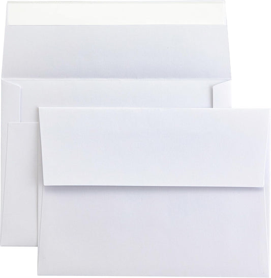 PONATIA 50 PCS 5x7 Envelopes, Self- Adhesive White A7 Envelopes for Weddings, Invitation Cards, Photos, Postcards, Greeting Cards Mailing, Baby Shower, Graduation, Christmas Gift Cards