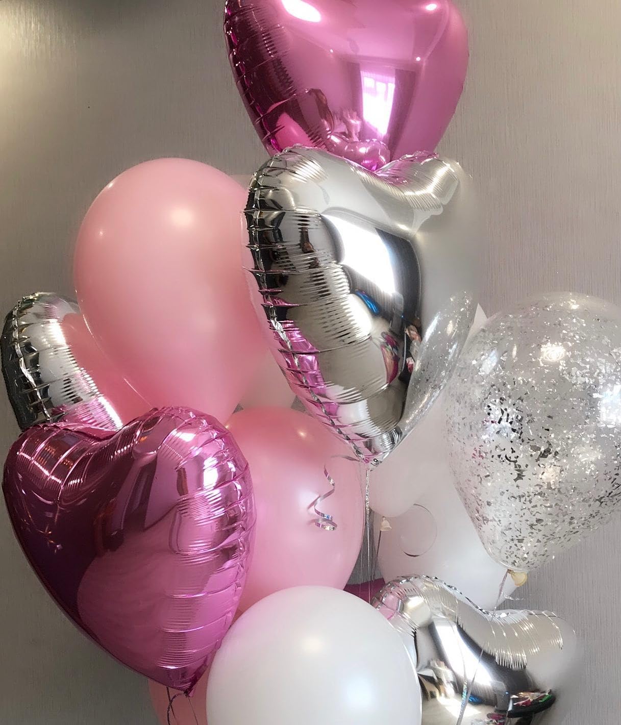 Biapian Silver Foil Heart Balloons, 10PCS Silver Heart Shape Balloons, Valentines Balloons 18inch Love Foil Balloons for Helium Birthday Decorations for Valentines Day, Wedding, Brithday, Baby Shower