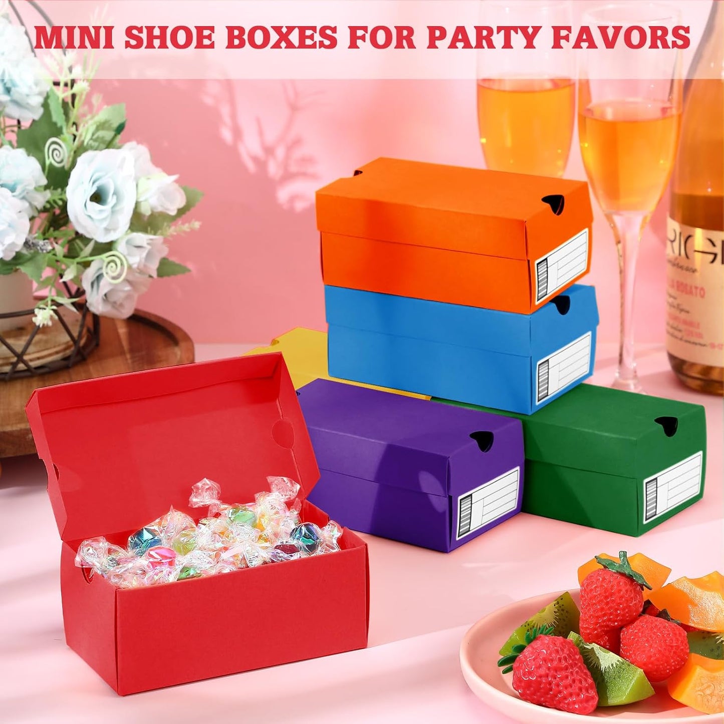 12 Sets Mini Shoe Gifts Boxes for Party Favors 4.7 x 2.5 x 2 Inch Sports Mini Sneaker Box with Editable Label for Candies Cookies Snacks (Multicolor,4.7 x 2.5 x 2 Inches)