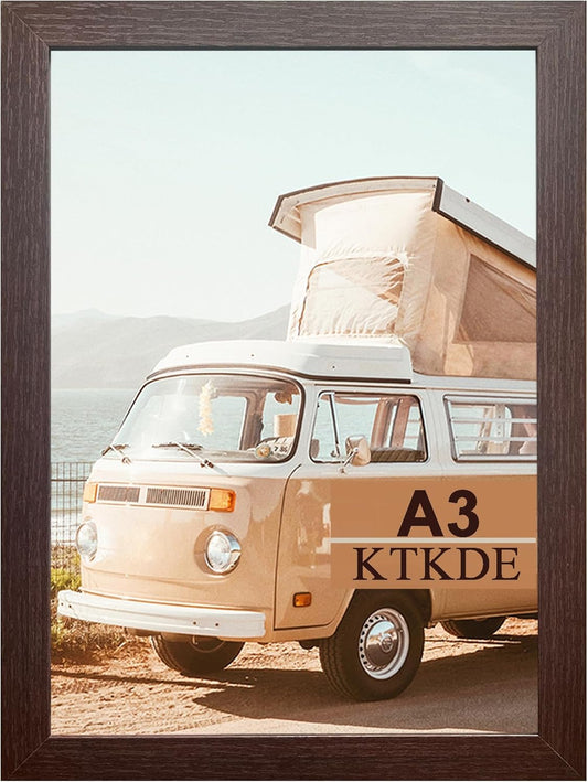 KTKDE A3 Poster Frame Walnut Woodgrain Picture Frame-11.7x16.5in - Photo Frame,Certificate Frame with Plexiglass for Wall Mount or Table Top Display