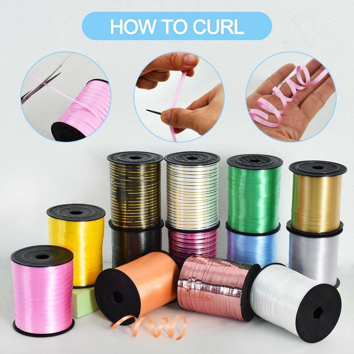 TONIFUL 500 Yards Curling Ribbon-Balloon Ribbon-Balloon String for Art&Craft Decor,Gift Wrapping,Ribbons and Bows for Christmas New Year Birthday Gifts Graduation Supplies (Light Blue)