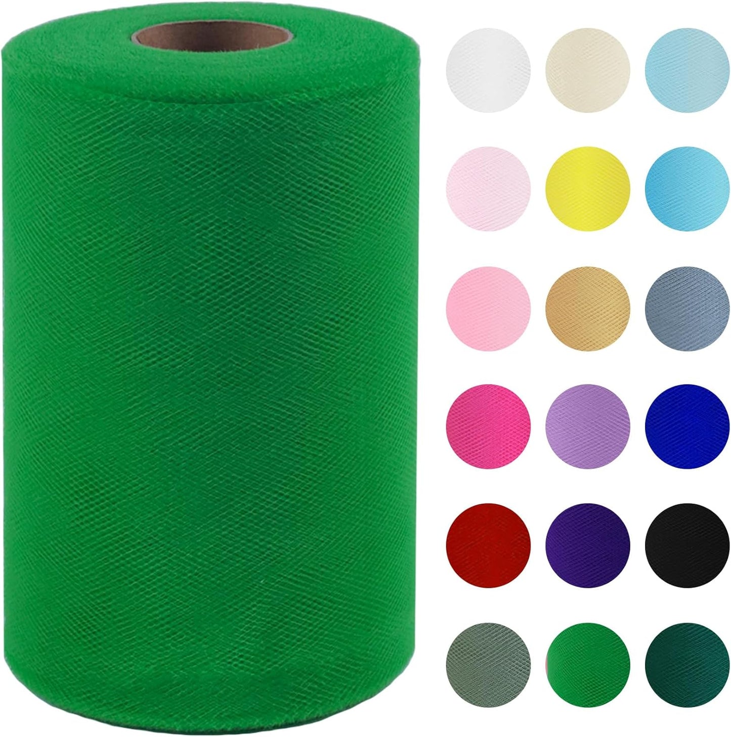 Classic Green Tulle Fabric Roll 6" by 100 Yards (300 ft) Soft Tulle Spool for DIY Crafting Favor Supplies, Tutus, Wedding, Party Decorations, Gift Wrapping