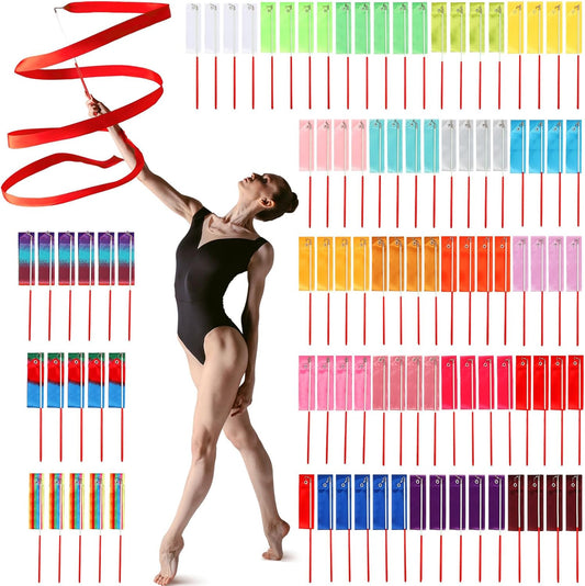 Yilloog Ribbon Dancing Wands Party Favors, 78.7 Inch Gymnastics Ribbon Streamers Rainbow Artistic Ribbon Dancer Twirling Wands, Rainbow Birthday Decorations, Girls Party Games