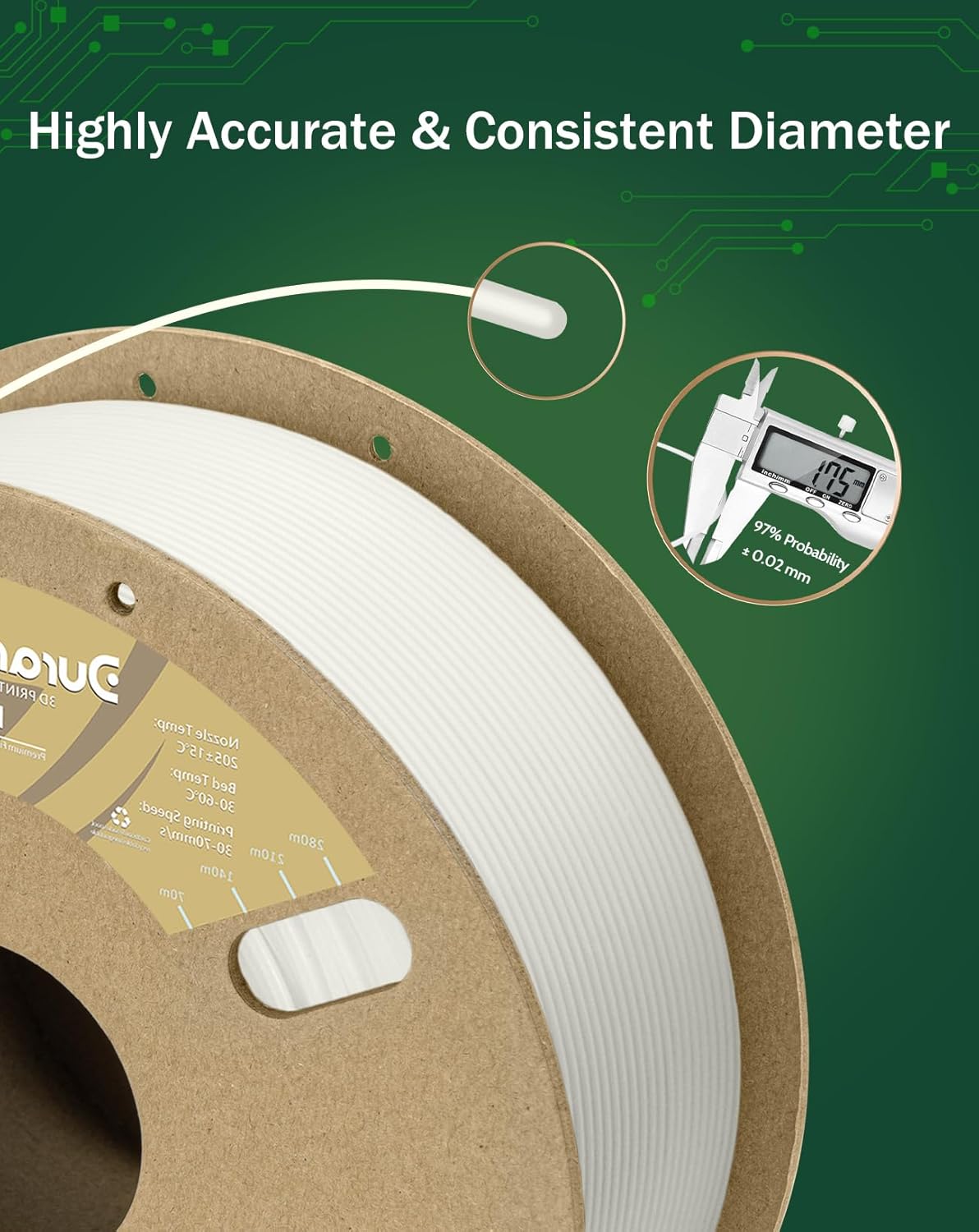 DURAMIC 3D PLA Glow Green in The Dark Filament 1.75mm 1Kg, 3D Printing Luminous Filament 1.75mm Dimensional Accuracy +/- 0.02 mm, Fit Most FDM 3D Printers