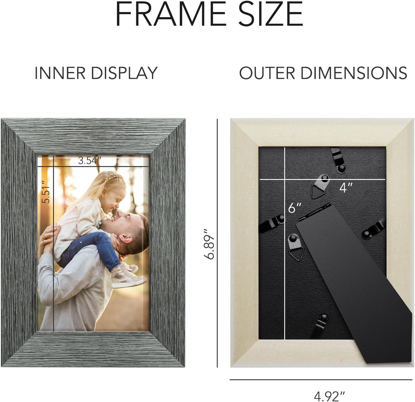 TWING 4X6 Picture Frames Collage Set of 6, Photo Collage Frame for Wall Decor or Table Top Display Gray