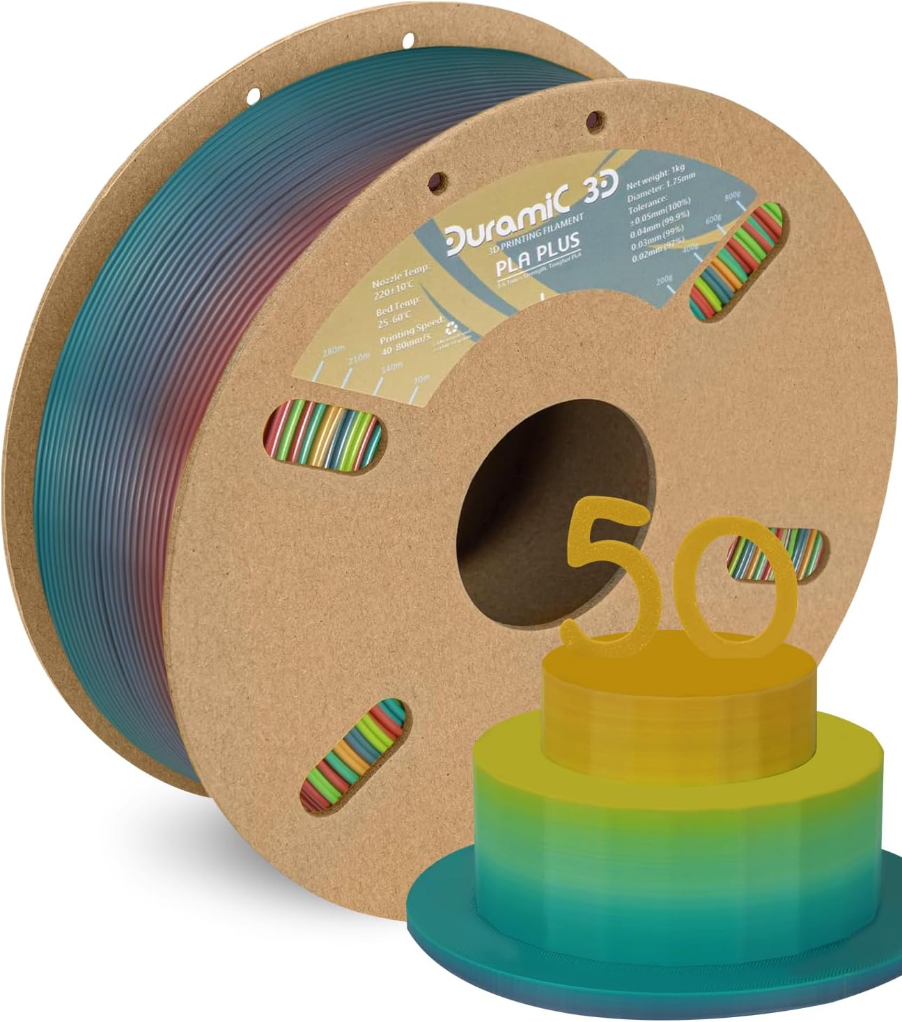 PLA Plus Filament 1.75mm Rainbow Tougher and Stronger Dimensional Accuracy Probability +/- 0.02mm