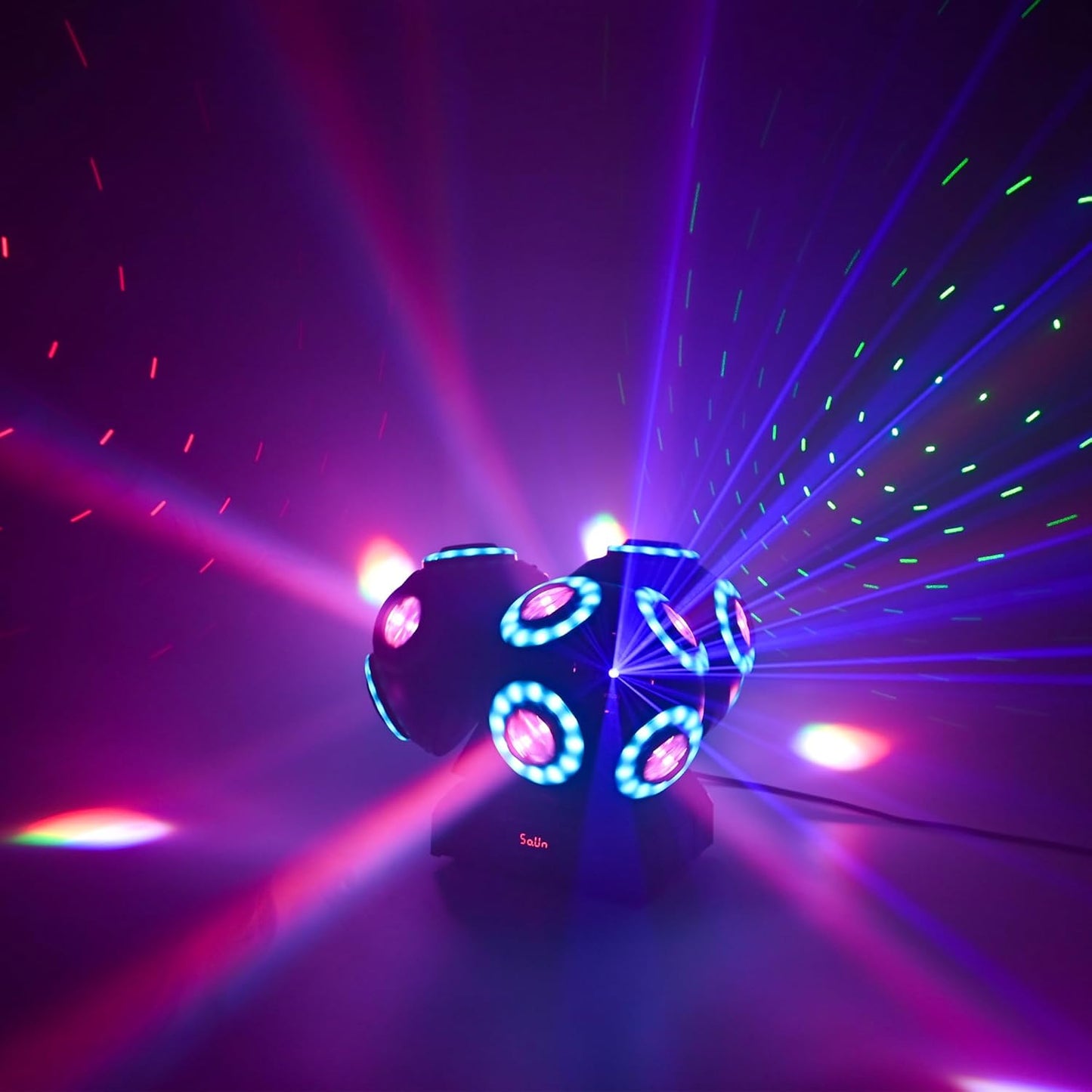 LED Moving Head DJ Light Rotating Beam Stage Lights Pin Spotlight Event Lighting Sound Control Dmx512 DJ KTV Disco Party Wedding Concert Festivals… (3Head DJ Light)