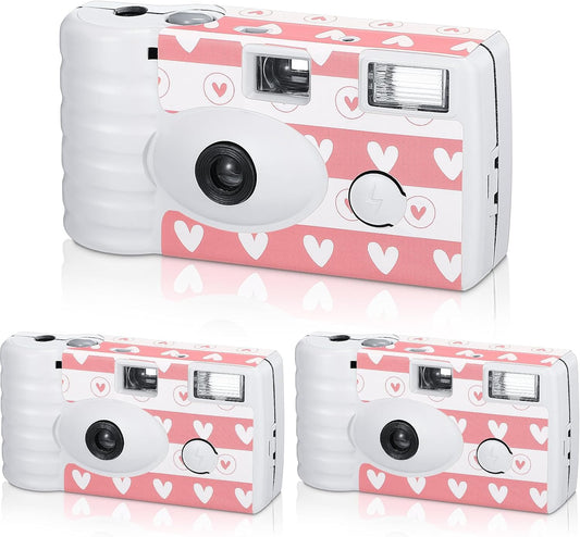 3 Pack Disposable Camera for Wedding Simple Use Color Film Camera with Flash Disposable Cameras One Time Camera for Gathering Wedding Travel Party Supply (White)