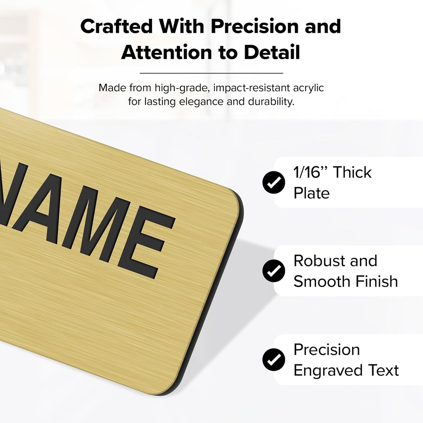 Name Tag, Magnetic Name Tags, Personalized Name Tags, 1.5 x 3 Inches, Durable Engravable Impact Acrylic Material, Made in The USA by My Sign Center (Classic Rectangle)