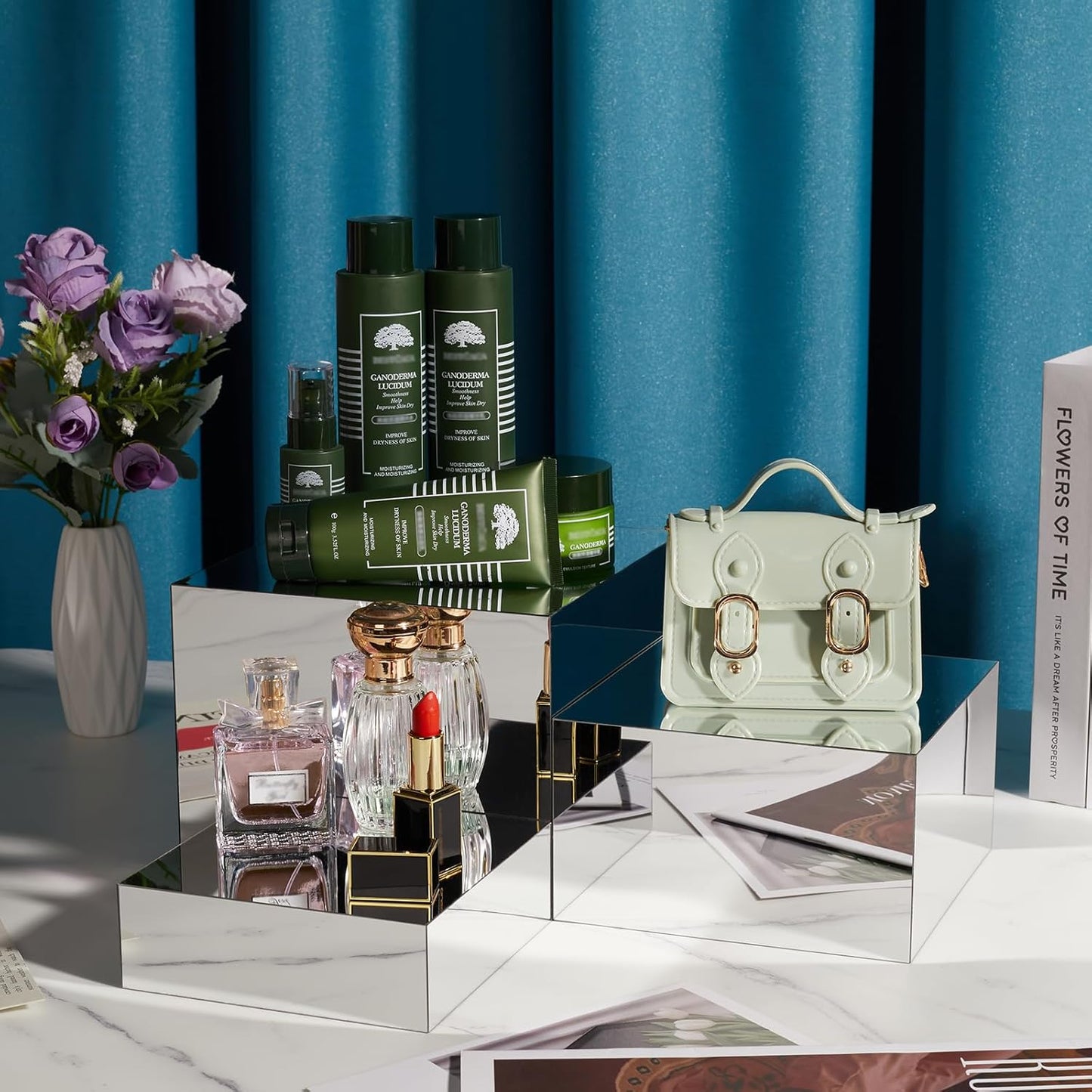 3 Pcs Acrylic Risers for Display, Acrylic Cube Box Food Display Risers Stand Shelf for Catering Dessert Collectibles Jewelry Figures Party (Silver3pc)