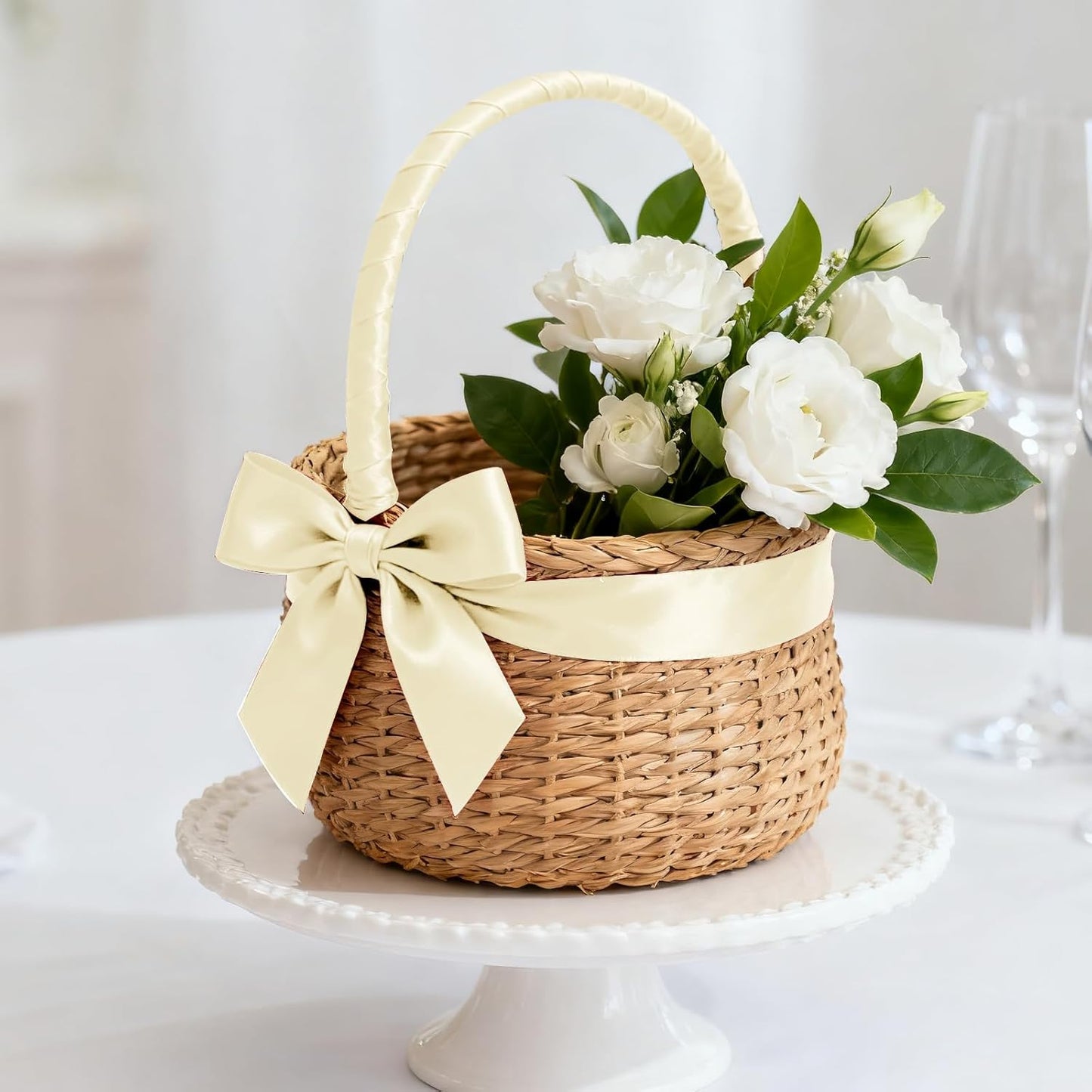 1-1/2 Inch 25 Yards Satin Ribbon Ivory, Solid Color Fabric Ribbon for Gift Wrapping, Wedding, Polyester Gift Ribbon for Birthday Party Decoration, Craft, Hair, Floral, Sewing