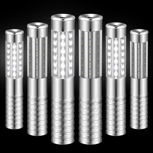 6 Pieces LED Strobe Baton Light Rechargeable Bottle Service Sparklers Stick Reusable Champagne Bottle Handheld LED for Club Stage Nightclub Party Concert Event Bar Outdoor - Silver