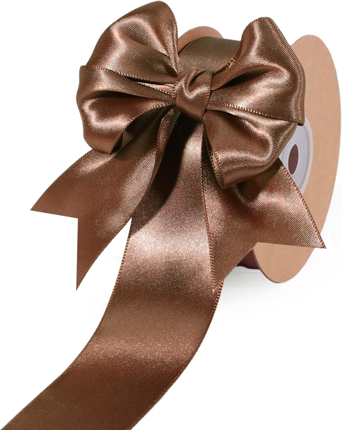 LaRibbons Brown Ribbon 1 1/2 Inch 25 Yards Luxury Double Faced Mocha Mousse Silk Ribbon for Flower Bouquet Crafts Gift Wrapping Wedding Party Decoration