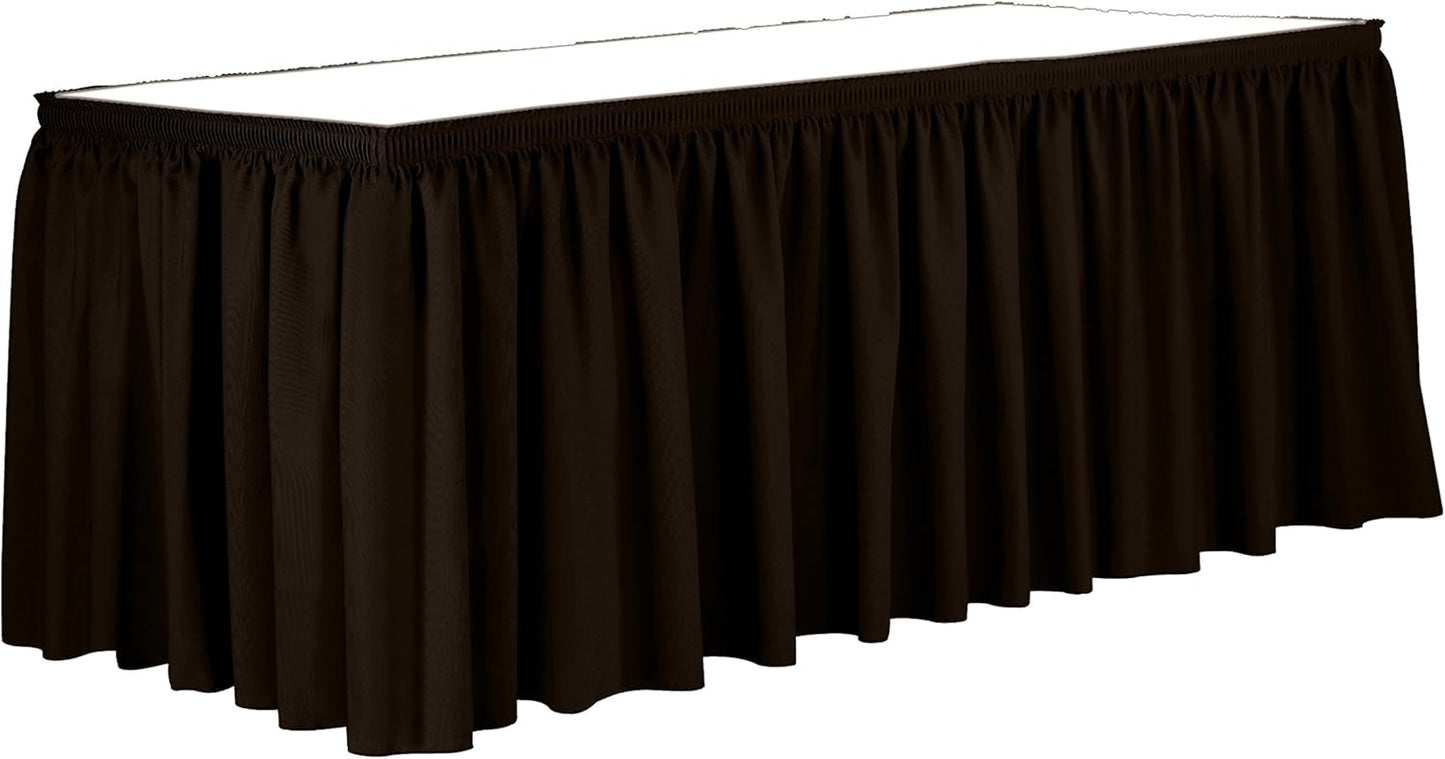 Ultimate Textile Pleat Polyester Fabric Table Skirt - Machine Washable Flame Resistant with Clips for Events, Weddings & Trade Shows, Cut & Sewn in Paterson, NJ - Chocolate, 14' Shirred Pleat