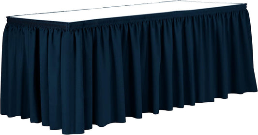 Ultimate Textile Pleat Polyester Fabric Table Skirt - Machine Washable Flame Resistant with Clips for Events, Weddings & Trade Shows, Cut & Sewn in Paterson, NJ - Lagoon, 17' Shirred Pleat