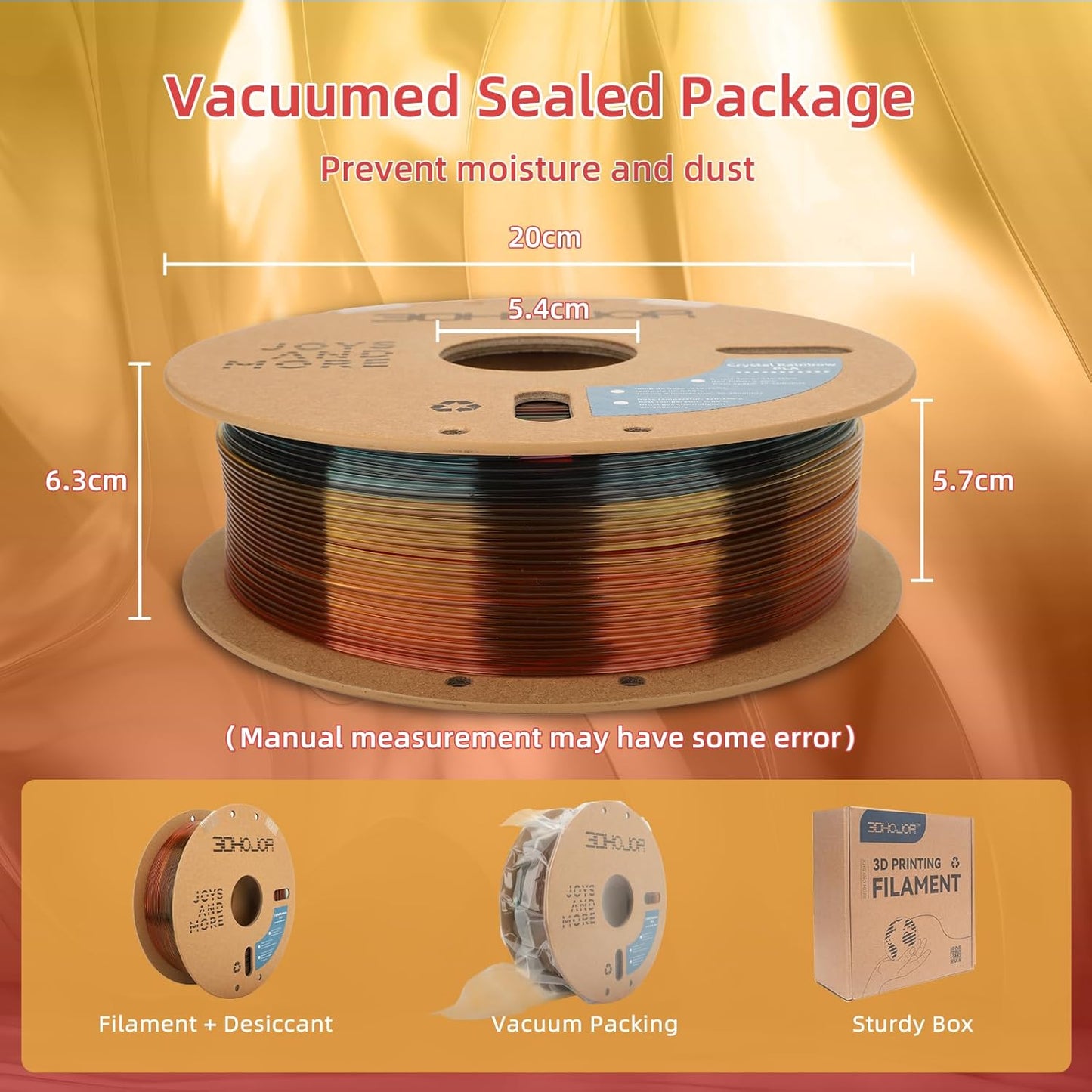 Transparent Multi Rainbow Color Gradient Change PLA 1.75mm 1KG 3D Printing Filament Crystal Rainbow PLA Clear PLA Filament with Cardboard Spool-Maple Leaf