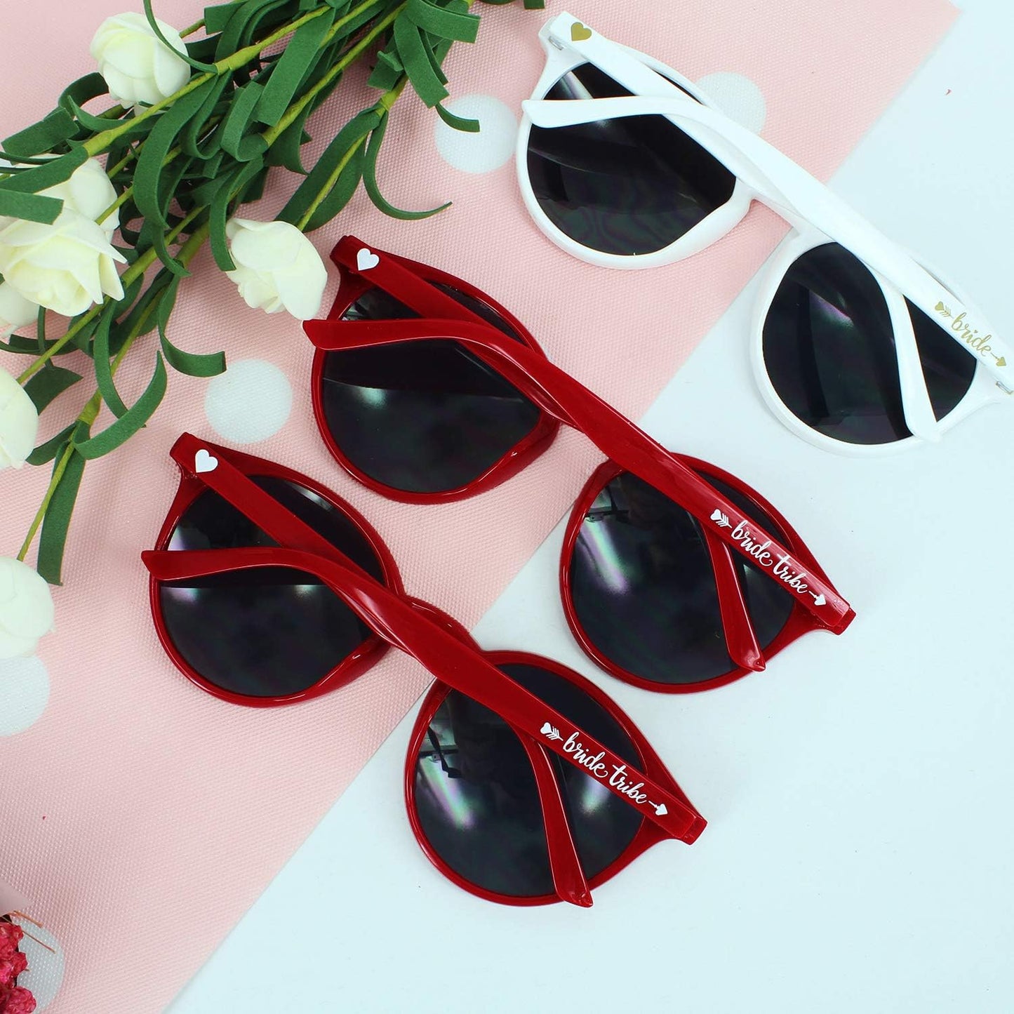 LADY&HOME Bachelorette Party Cat Eye Sunglasses - Bridesmaid & Bridal Shower Supplies, 10pcs Round Weddings Sunglasses
