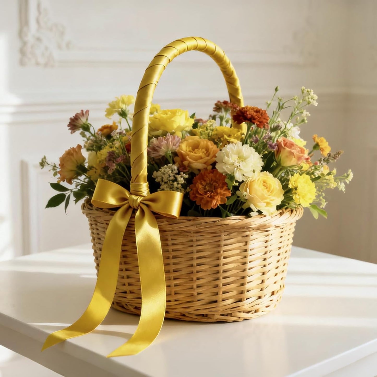 NESCCI 100 Yards Ribbon,1-1/2 Inch Gold Satin Ribbon,Single Face Satin Ribbons,Perfect for Gift Wrapping,Wedding Decoration,Handmade Bows,Wrapping Bouquet, Halloween, Christmas