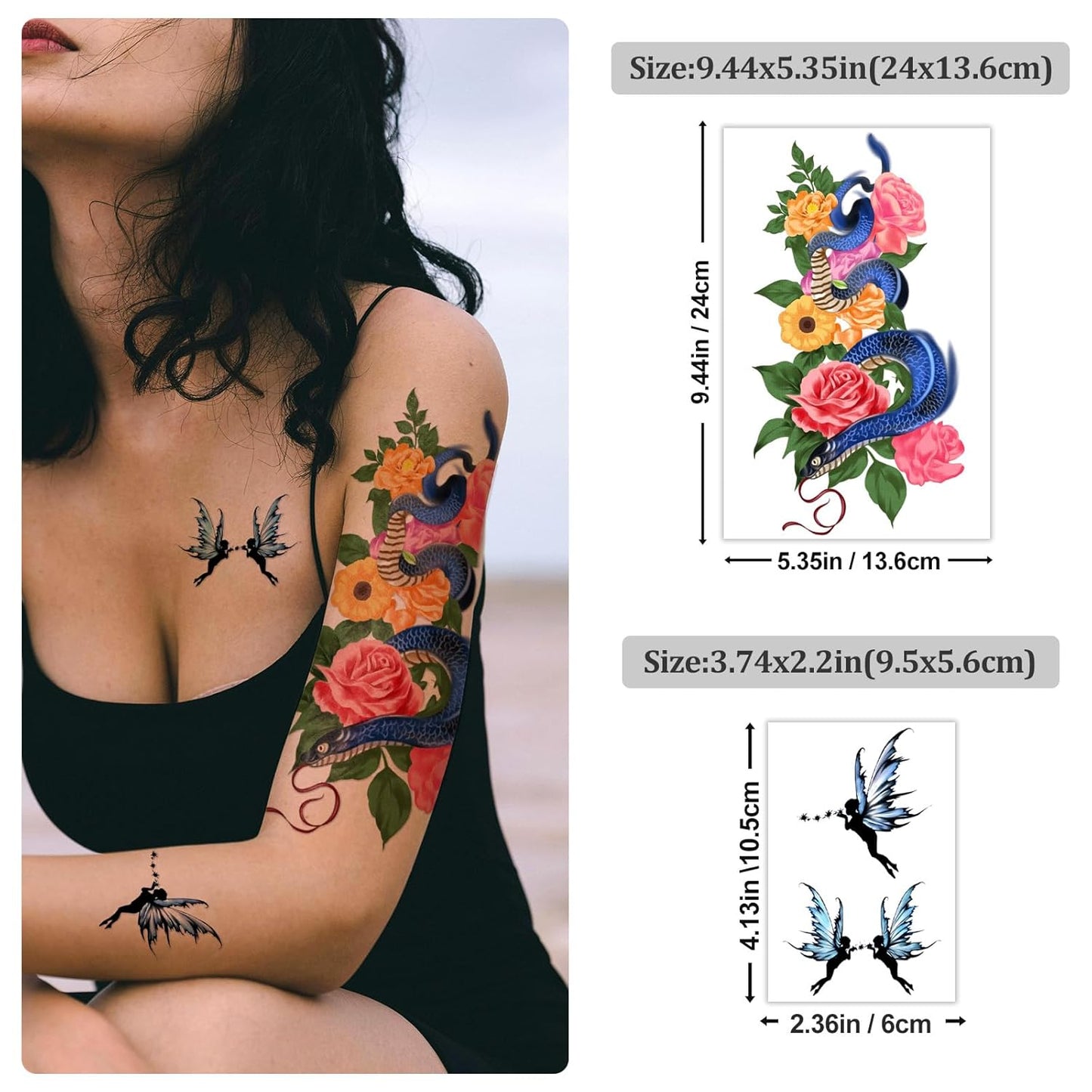 Yazhiji 49 Sheets Temporary Tattoos for Women and Men 3D Extra Large Waterproof Sexy Flowers Fake Tattoo Kits
