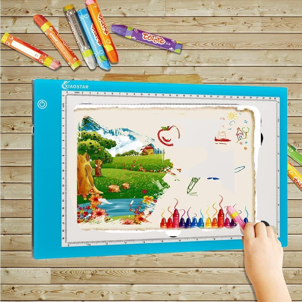 Light Box Drawing Pad, Tracing Board with Type-C Charge Cable and Brightness Adjustable for Artists, AnimationDrawing, Sketching, Animation, X-ray Viewing (A4-Blue)