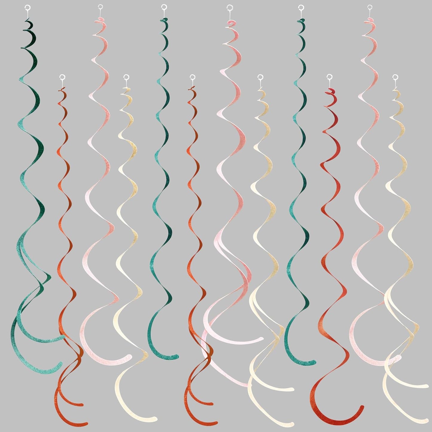 36 Pcs Boho Hanging Swirl Decorations Aqua Green Orange Pink Beige Felt Swirl Streamer Spiral Ceiling Garland for Birthday Engagement Baby Shower Wedding Bridal Shower Party Supplies Nursery Decor