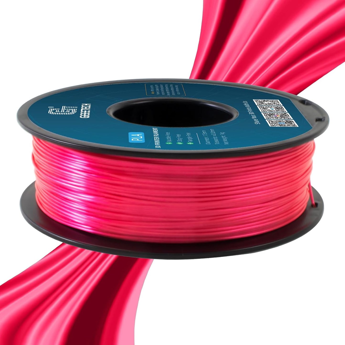 Geeetech Silk PLA Filament 1.75mm for 3D Printer, Metal-Like Shiny 3D Filament 1kg (2.2lbs) 1 Spool, Dimensional Accuracy +/- 0.02 mm, Metallic Pink (Magenta)