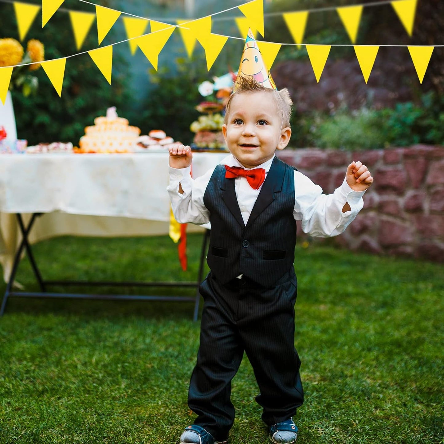 Tatuo 200 Feet Solid Pennant Banners Flags String Triangle Hanging DIY Bunting Flags Party Decorations for Grand Opening Party Banners for Kids Birthday, Shops (Yellow)