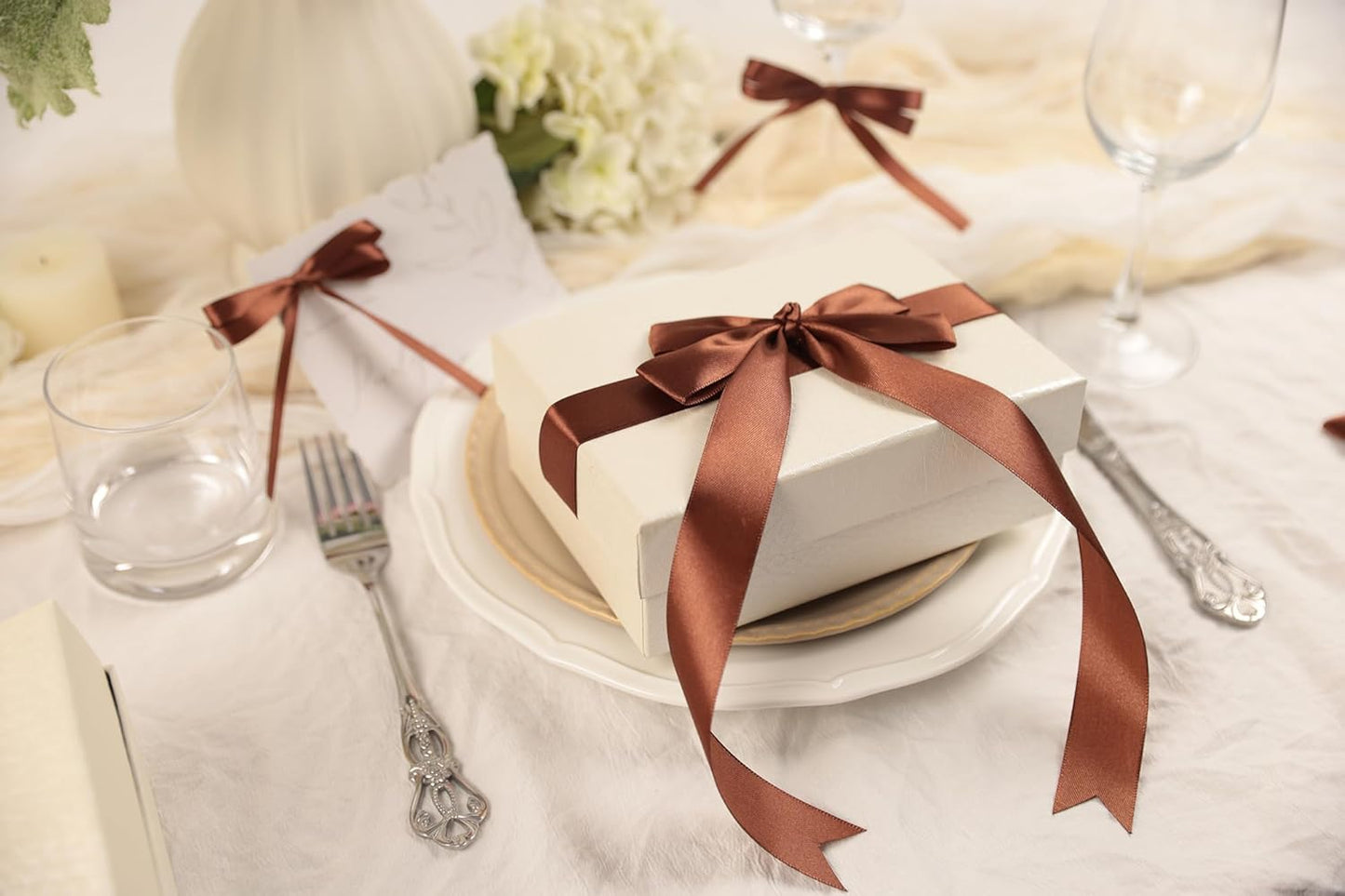 Coffee Brown Satin Ribbon 1 inch X Continuous 25 Yards, Single Face Polyester Ribbon Perfect for Gift Wrapping, Flower Bouquet, Wedding Decor, Crafts, Bow Making, Sewing and More