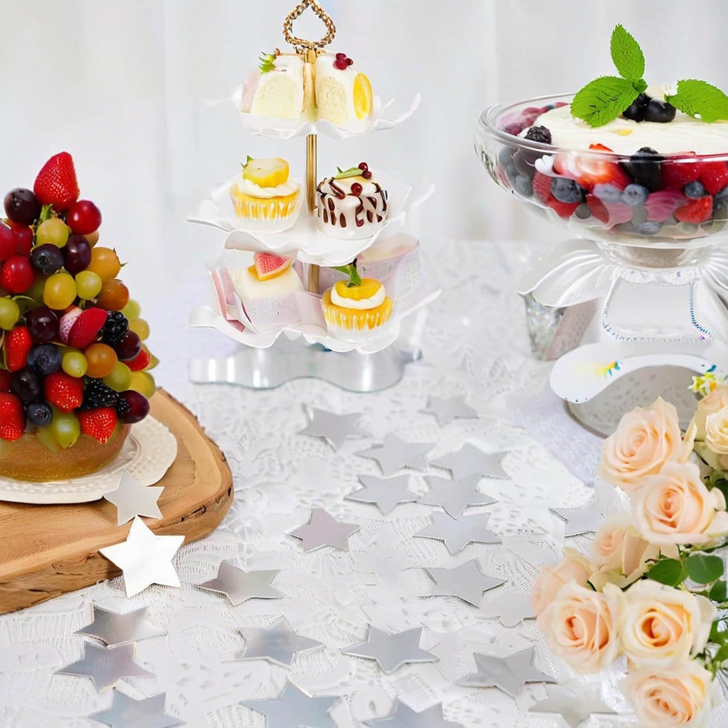 Silver Star Confetti - 60g (2.11OZ) Metallic Shine Stars Table Confetti for Weddings, Parties, New Year – Biodegradable Glitter Stars for Tables, Crafts, Photo Props, Holiday Decorations