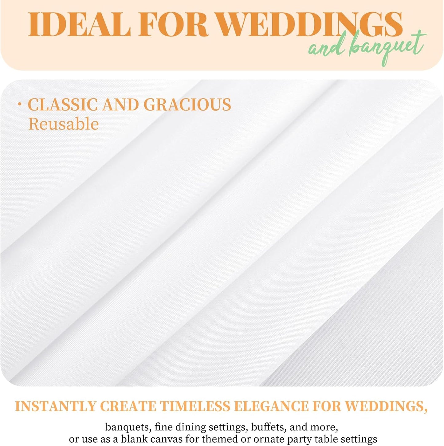 fani 12 Pack Square Tablecloth 52 x 52 Inch, White Tablecloth for Square Table, Washable Polyester Table Cloth, Fabric Table Cover for Wedding Parties Restaurant Buffet