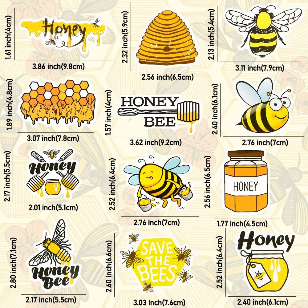 QTL Stickers for Kids Bee Stickers Laptop Stickers for Teens Girls Boys Honey Bee Stickers for Water Bottle Waterproof Stickers Cute Stickers 50Pcs