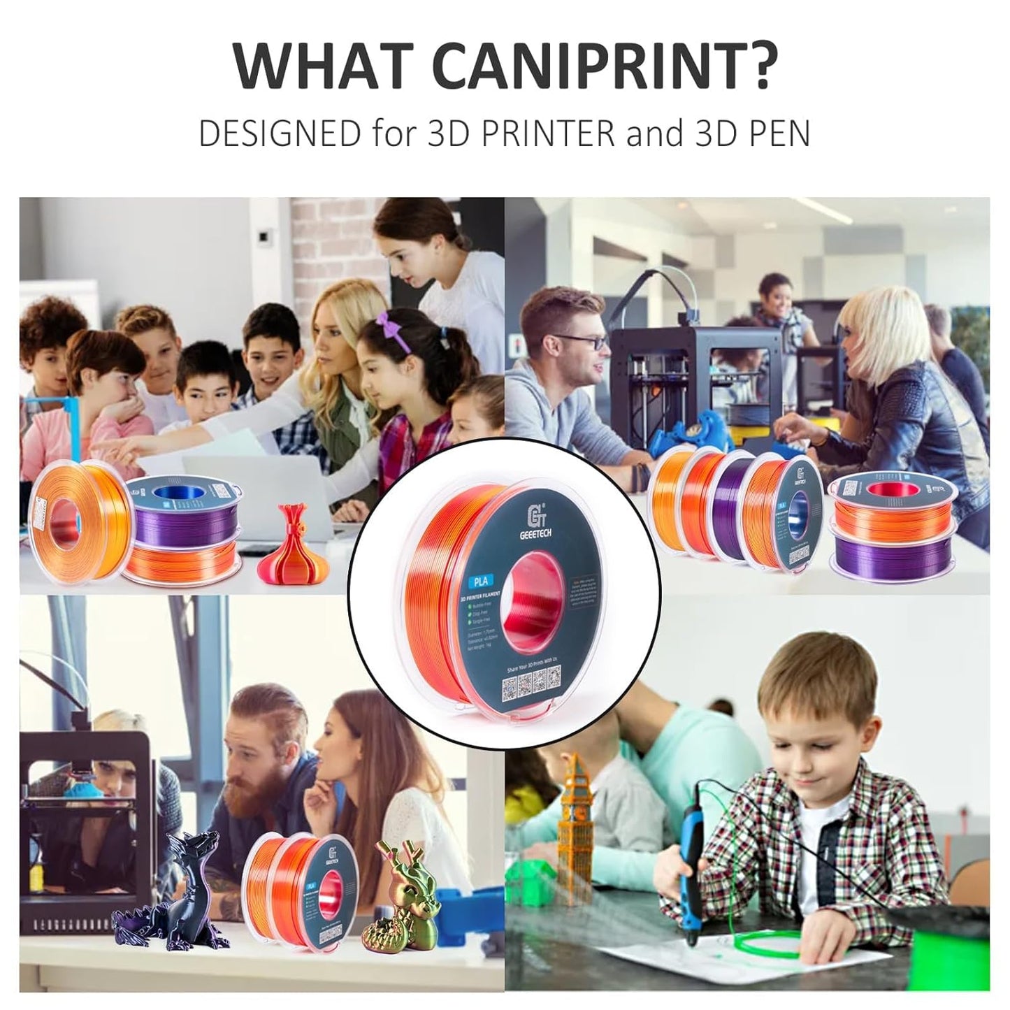 Geeetech Silk PLA Filament 1.75mm Silk Dual Color Filament, Coextrusion Dichromatic Metal-Like Shiny Consumable 1kg (2.2lbs) 1 Spool, Dimensional Accuracy +/- 0.02 mm, Gold Red