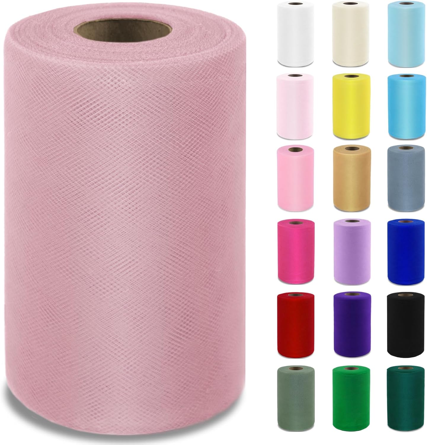 Dusty Rose Tulle Fabric Roll 6”by 100 Yards (300 ft) Soft Tulle Spool for DIY Crafting Favor Supplies, Tutus, Wedding, Party Decorations, Gift Wrapping