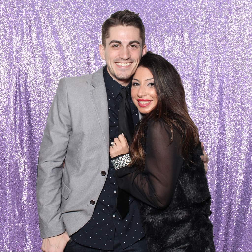 8ft x 8ft Light Purple Sequin Backdrop Curtain Glitter Photo Booth Backdrop for Wedding Birthday Baby Shower Event Decorations
