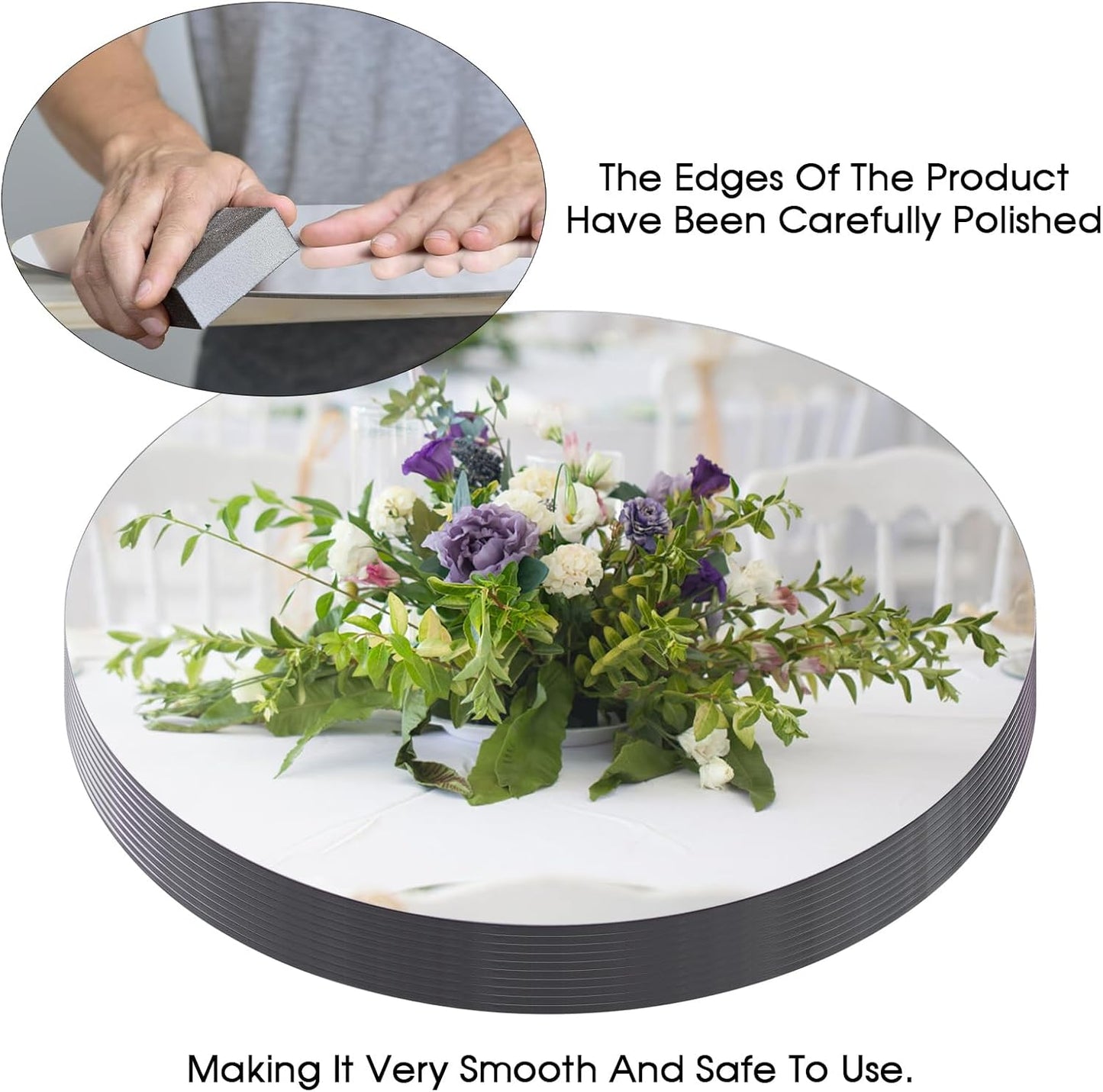 12" Mirror Centerpieces, Set of 12 Round Mirrors for Centerpieces, 2mm Glass Mirror Plates, Mirror Tray, for Wedding Table, Party Decorations, Candle Plate Set, Craft, Christmas Decorations