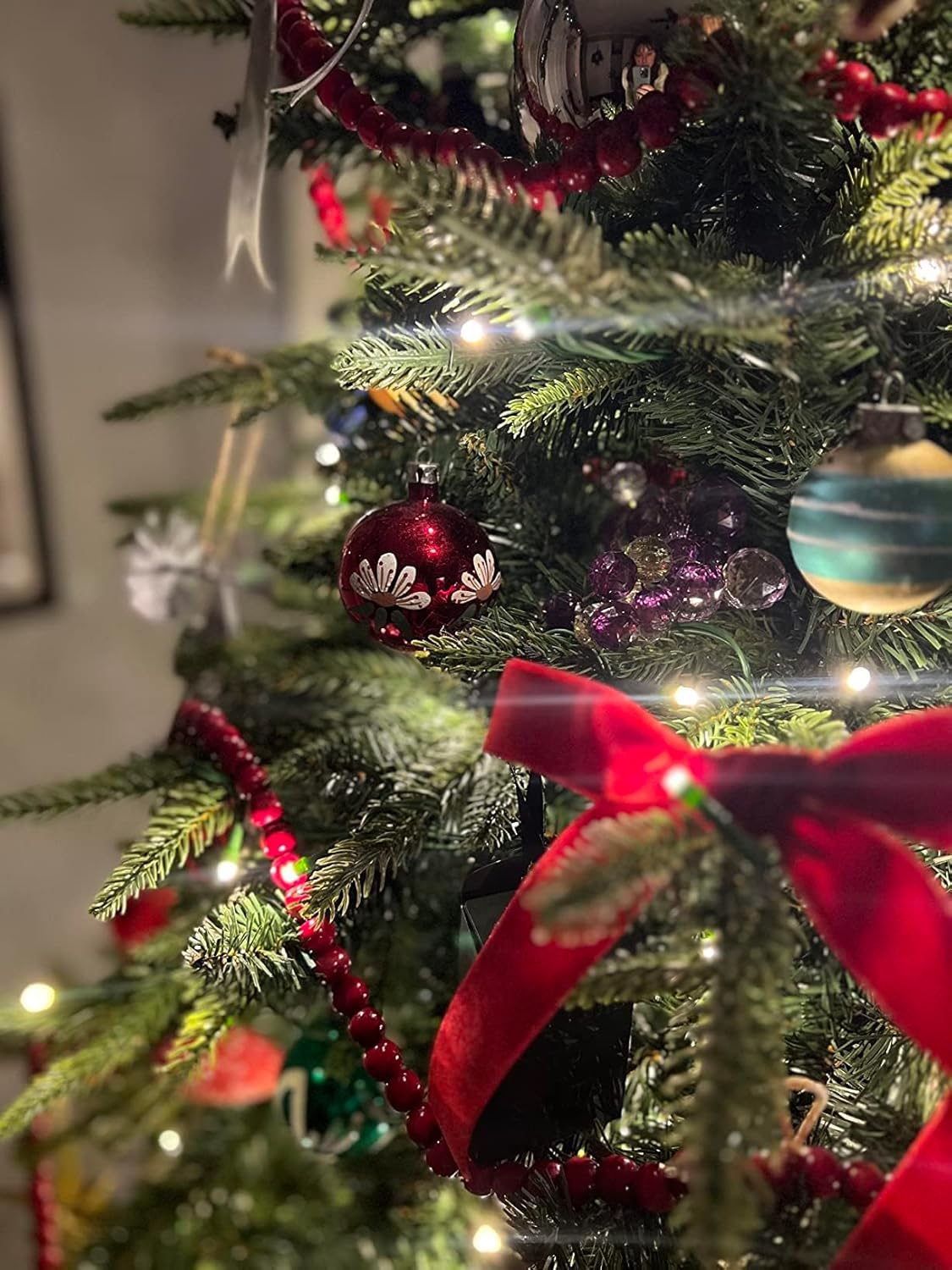 Red Christmas Velvet Ribbon for Tree, Gift Wrapping, Flower Bouquet, Wreath Decorations, Bow Making 1'', 25 Yards