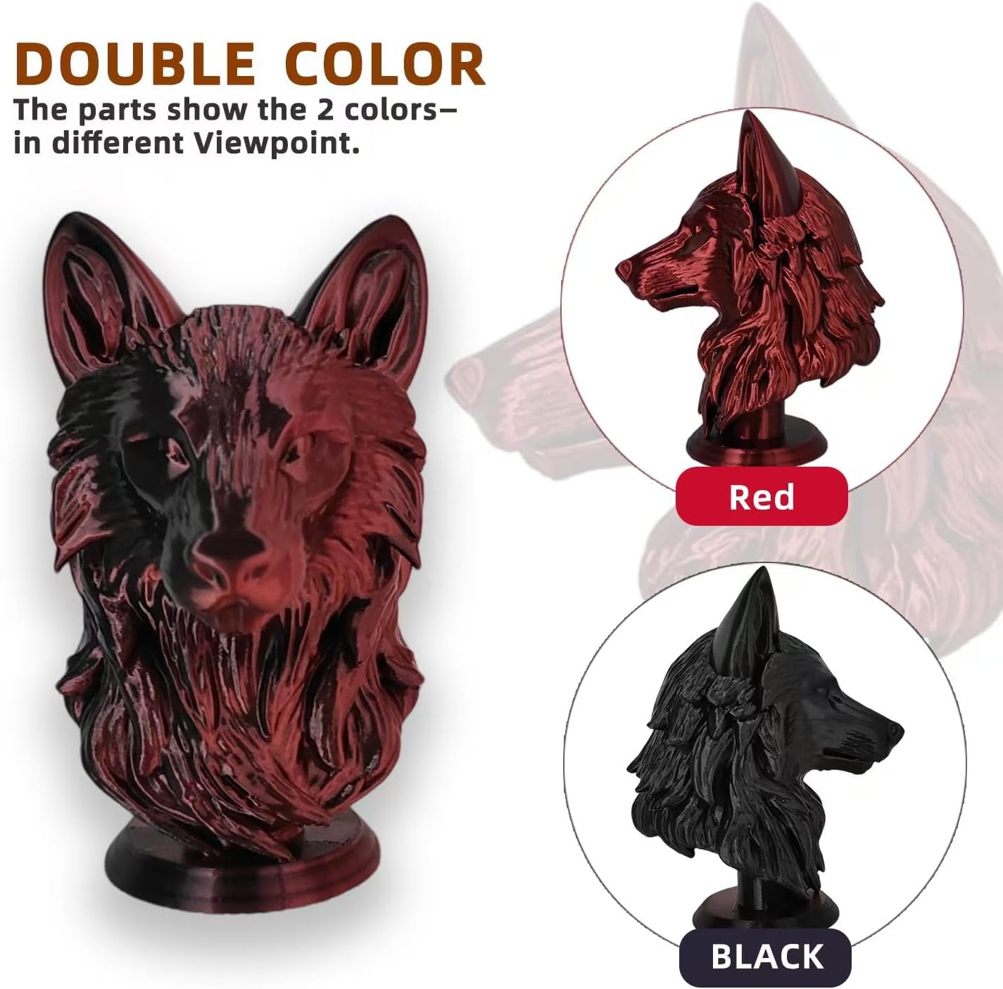 3D Printer Filament, Silk PLA, Color Changeable PLA Filament 1.75mm, Changes Color with Light and Angle, Dimensional Accuracy+/-0.02mm, 1KG Spool (2.2 lbs), Fit Most FDM Printer(Silk Red Black)