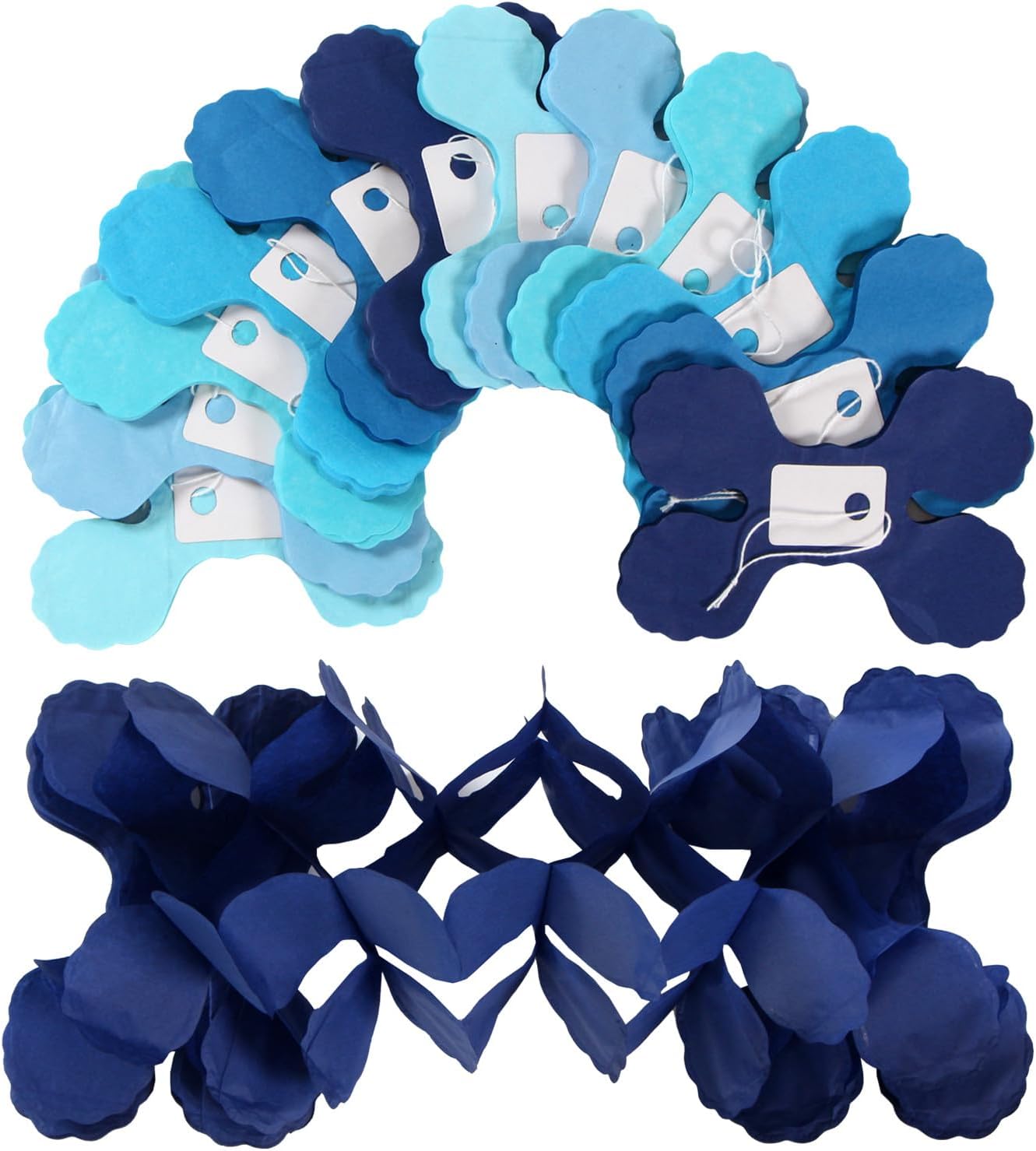 Baby-Royal Navy-Blue Party-Decorations Streamers Garland - 12pcs Boy Birthday Frozen Ocean Shower 4-Leaf Paper Clover Streamer, Bachelorette Bridal Wedding Engagement Banners Decor Ouruola