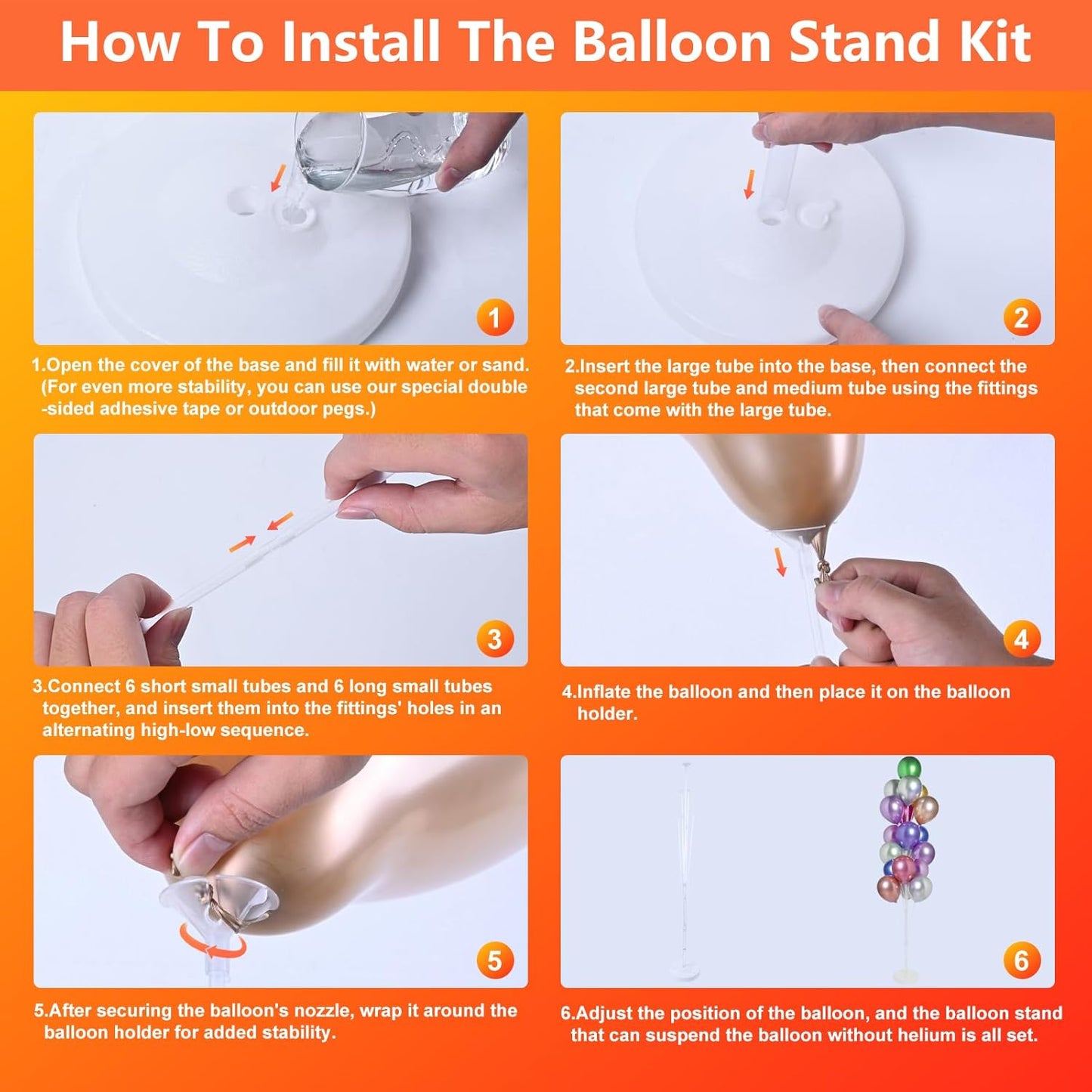 2 Sets of Balloon Stand Kit - 6ft Balloon Stands with Base, Balloon Sticks, Decorations for Party Birthday Wedding Baby Shower Gender Reveal Graduation