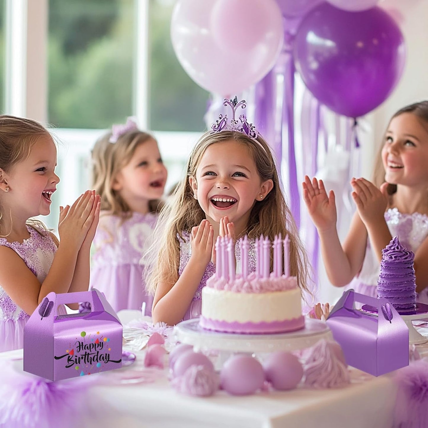 UnicoPak 30 Pack Glossy Purple Gable Treat Boxes, Party Favor Boxes, Gift Boxes for Kids, for Snacks, Candy, Toys, Birthday Party, Wedding, Halloween, Christmas – 6.5x3.5x4 Inches