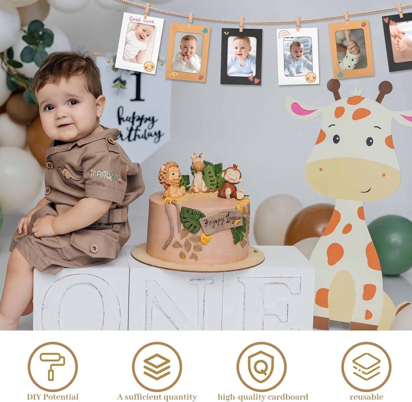 100 Pack Paper Picture Frames, 4x6 Inch Photo Strip Frame Hanging Photo Display Banner, 3 Colors Photo Holder with Wooden Clips and String for Wall Decor and Party Supplies