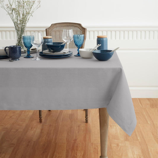 Solino Home Soft Grey Linen Tablecloth 60 x 90 Inch - 100% Pure Linen Table Cloth for Rectangle Tables - Fete, Machine Washable Tablecloth for Fall, Autumn, Thanksgiving, Christmas