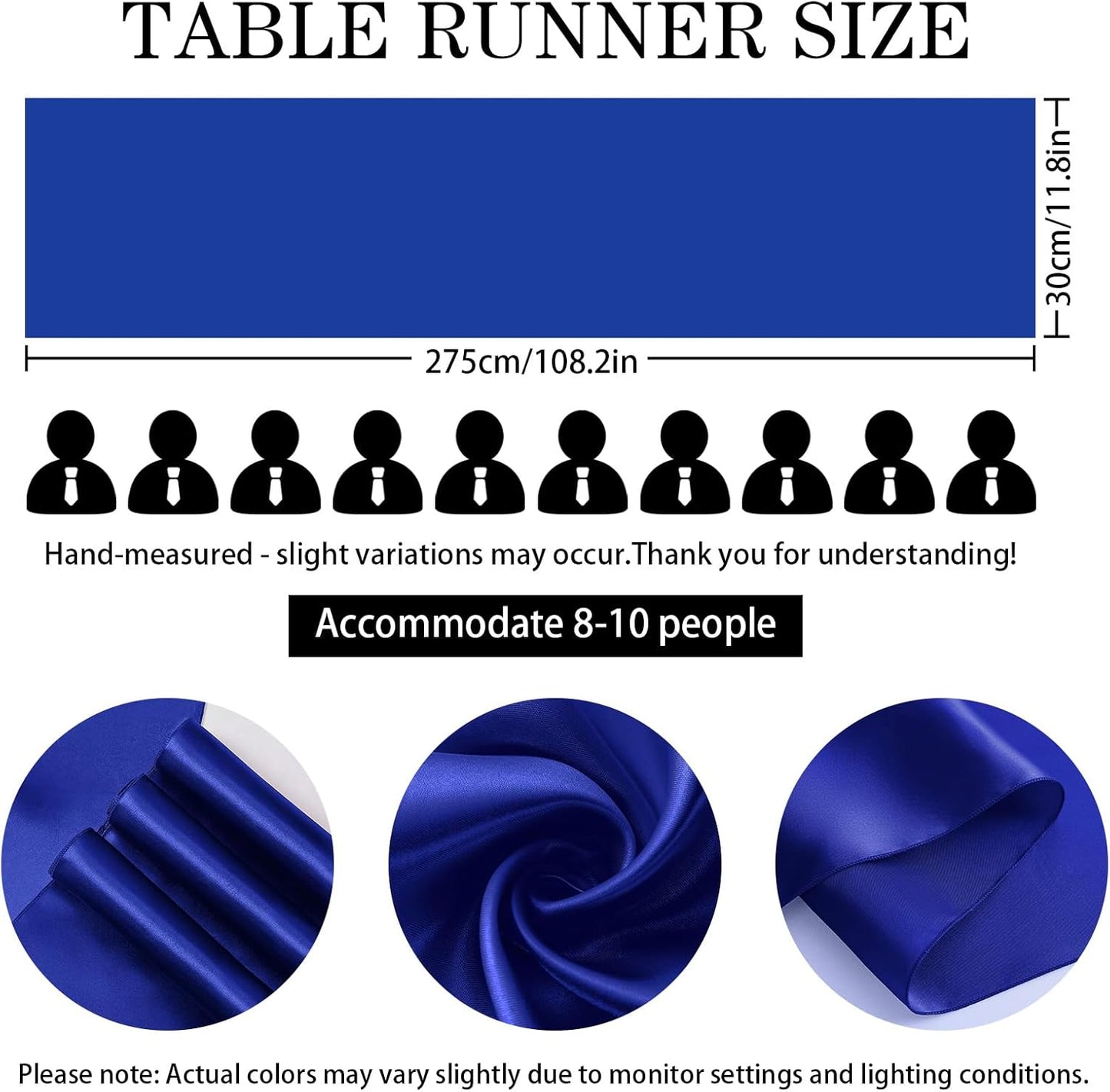 SHEJIZE 20 Pack Royal Blue Satin Table Runner 12x108 Inches Long, Bright Silky Smooth Satin Table Runner Table Decor for Wedding Banquet Christmas Prom Event Birthday Party